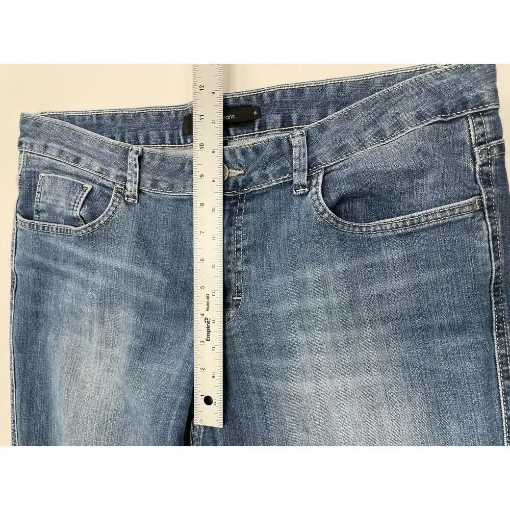 Calvin Klein‎ Whiskered Bootcut Jeans Mid Rise Denim Medium Wash Blue Womens 14